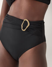 Cindy Molten Detail High Waist Bikini Bottom, Black (BLACK), large