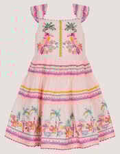 Baby Tina Tropical Toucan Tier Dress, Pink (PINK), large