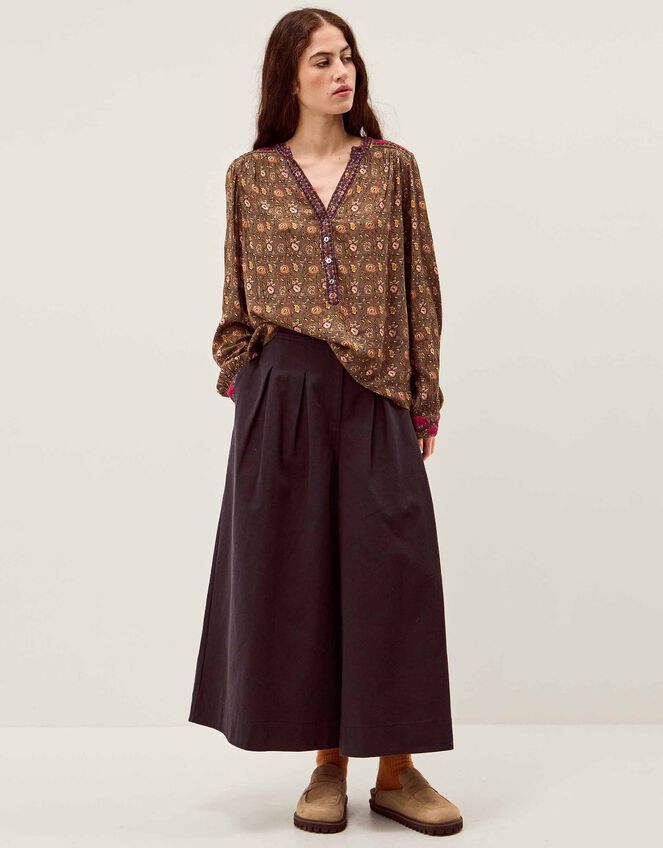 East Lyza Floral Print Top, Green (KHAKI), large