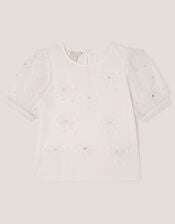 Bow Puff Sleeve T-Shirt, Ivory (IVORY), large