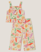 Palm Print Top and Trousers Set, Ivory (IVORY), large