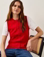 Shaw Button Knitted Vest, Red (RED), large