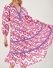 Geometric Print Kaftan Dress, Pink (PINK), large