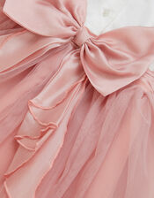 Baby Puff Sleeve Sateen Tulle Party Dress, Pink (PINK), large
