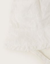 Baby Broderie Heart Sun Hat, Ivory (IVORY), large