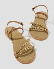Edie Diamante Strappy Sandals, Tan (TAN), large