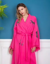 Meraki Beach Wild Leopard Kimono Robe, Pink (PINK), large