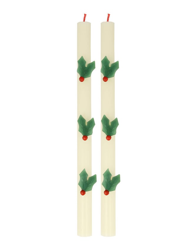 Meri Meri 2-Pack Holly Christmas Taper Candles, , large