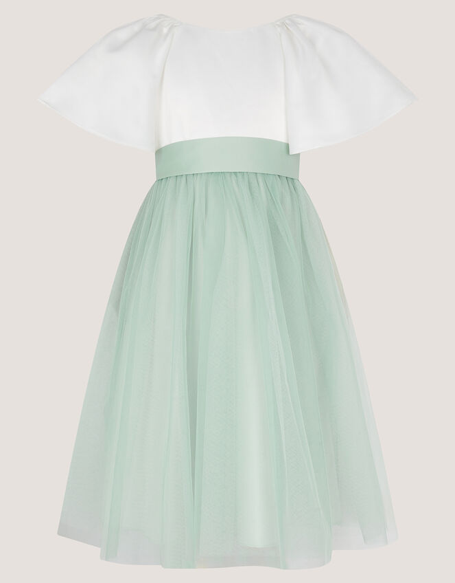 Angelica Bow Tulle Flower Girl Dress, Green (SAGE), large