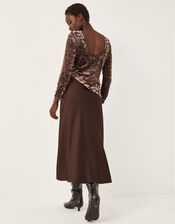 Delia Devoré Midi Slip Dress, Brown (CHOCOLATE), large