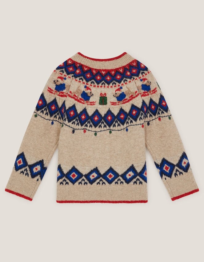 Christmas Snow Dog Fair Isle Jumper, Cream (CREAM), large