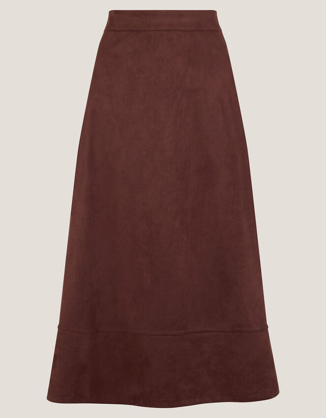 Rowan A-Line Faux Suede Midi Skirt, Brown (CHOCOLATE), large
