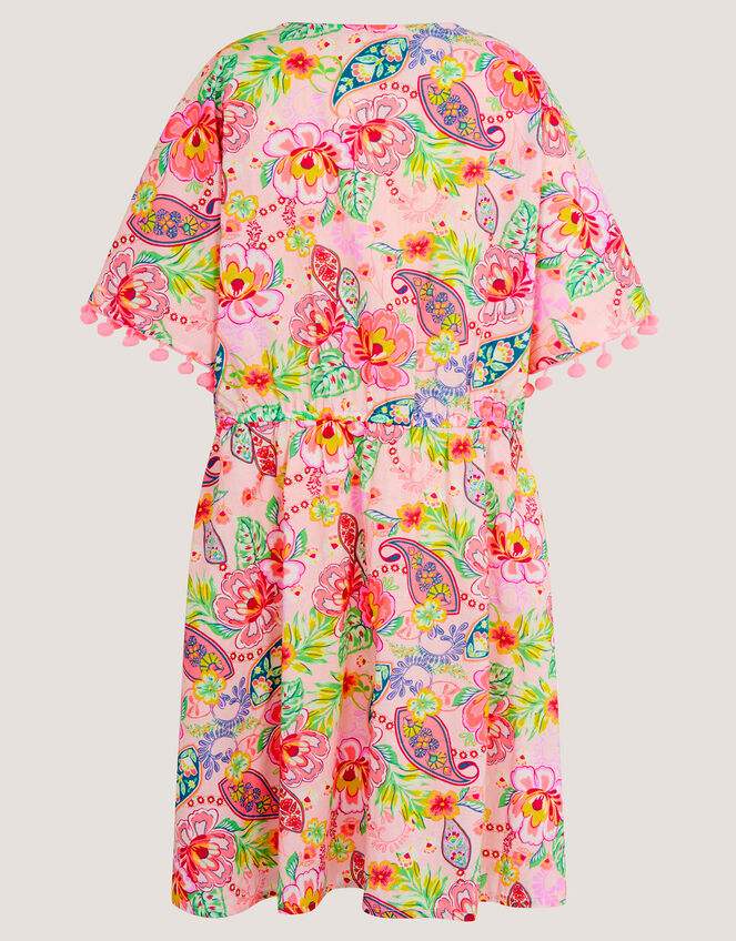 Paisley Print Pom Pom Kaftan, Pink (PINK), large