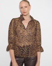 Liza Leopard Print Blouse, Brown (BROWN), large