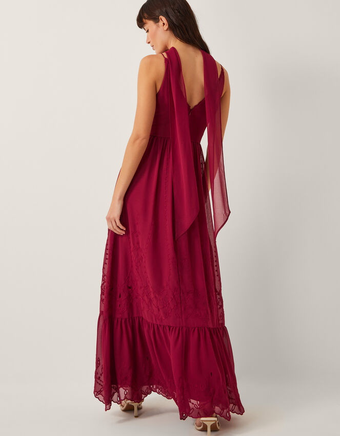 Clare Cutwork Maxi Dress & Scarf, Orange (RUST), large