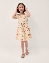 Puff Sleeve Floral Embroidered Dress, Ivory (IVORY), large