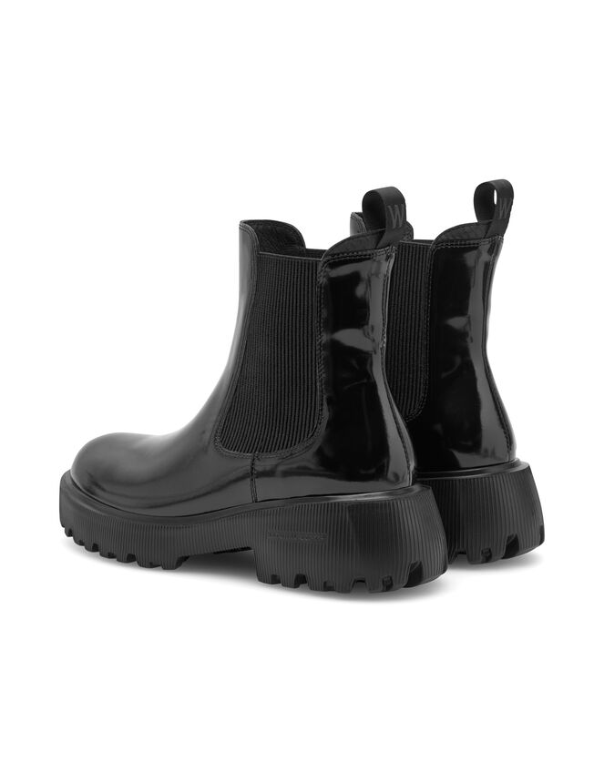 Woden Aya Patent Leather Boots, Black (BLACK), large