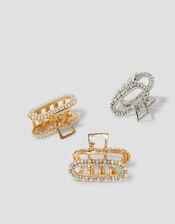 3-Pack Embellished Metal Claw Clips, , large