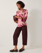 Clemmie Floral Print Top, Pink (PINK), large