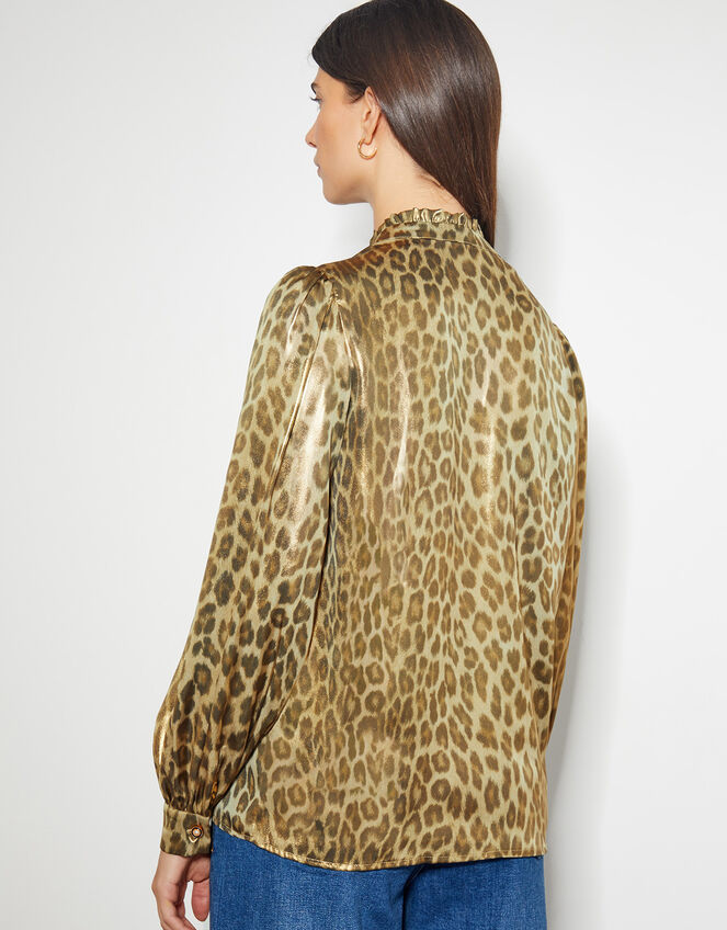Lena Leopard Print Blouse, Gold (GOLD), large