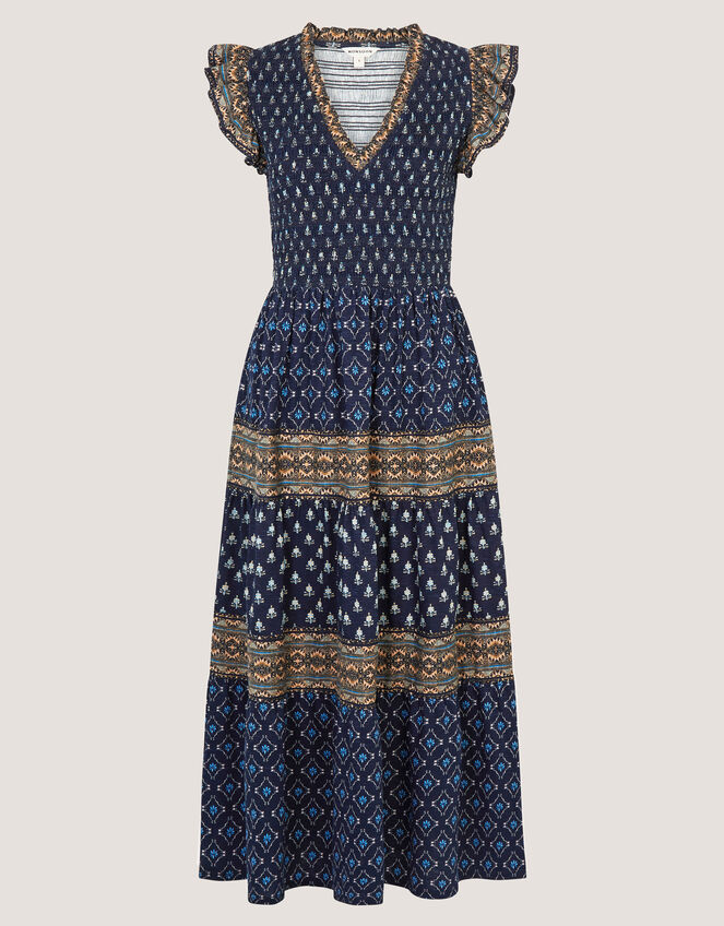 Amaya Print Jersey Midi Dress, Blue (NAVY), large