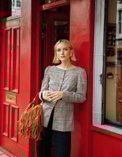 Carmen Check Print Jacket, Natural (NATURAL), large