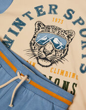 Winter Sports Graphic Hoodie & Joggers Set, Blue (BLUE), large