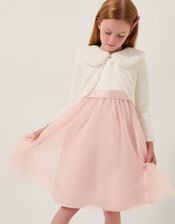 Faux Fur Collar Cardigan, Ivory (IVORY), large