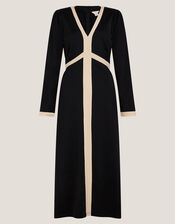 Paloma Contrast Panel Midi Dress, Black (BLACK), large