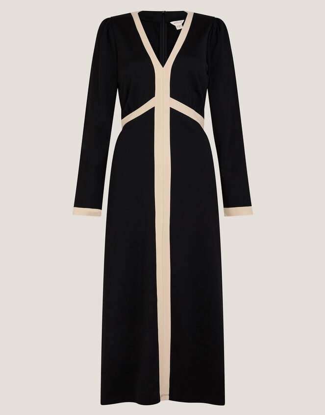 Paloma Contrast Panel Midi Dress, Black (BLACK), large