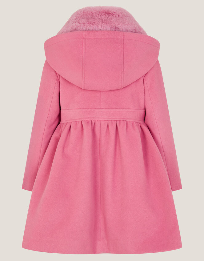 Natalia Faux Fur Collar Double-Breasted Coat, Pink (PINK), large