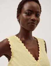 Sunny Sleeveless Scallop Midi Dress, Yellow (YELLOW), large