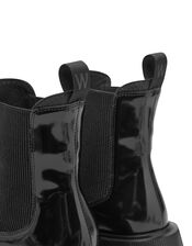 Woden Aya Patent Leather Boots, Black (BLACK), large