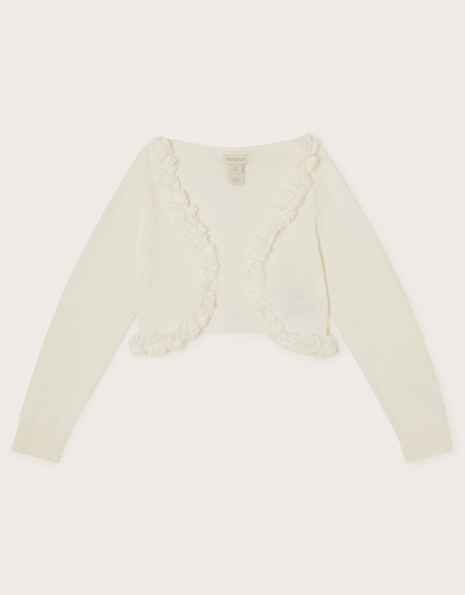 Flora Corsage Trim Cardigan, Ivory (IVORY), large