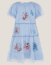 Butterfly Fairy Puff Sleeve Party Dress, Blue (BLUE), large