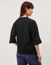 Beth Short Sleeve Cardigan, Black (BLACK), large