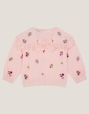 Floral Broderie Bow Sweatshirt, Pink (PINK), large