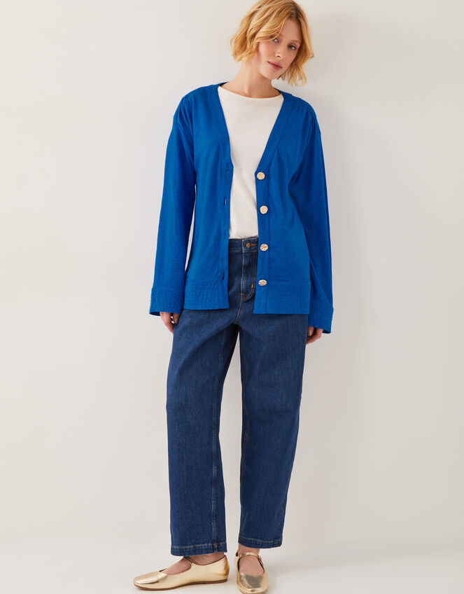 Sky Linen-Blend Jacket, Blue (BLUE), large