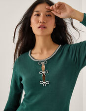 Brit Sparkle Bow Knit Dress, Teal (TEAL), large