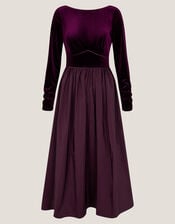 Vita Velvet Midi Dress, Purple (AUBERGINE), large