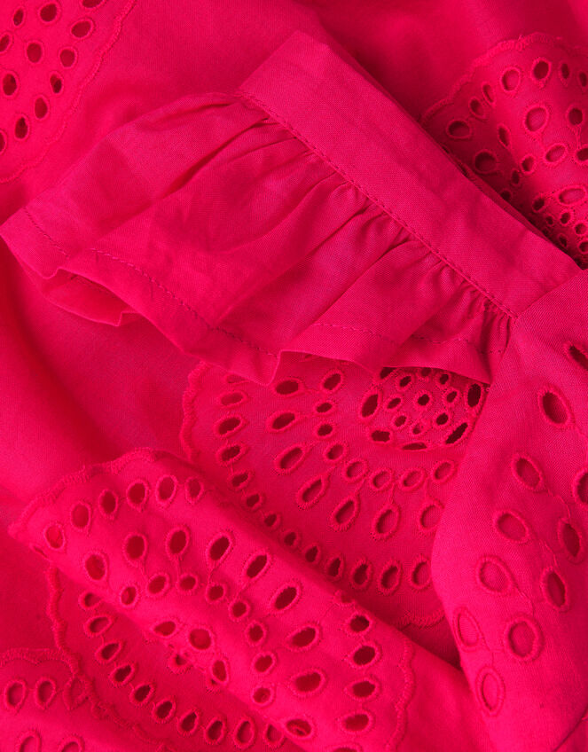 Broderie Tiered Cotton Dress, Pink (PINK), large