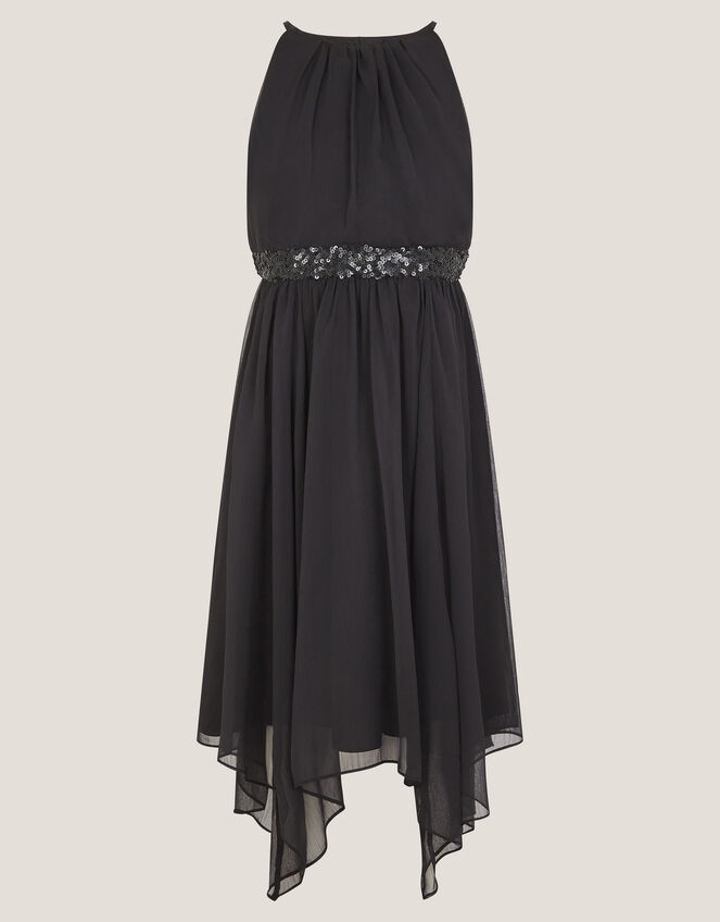 Idaho Halter Chiffon Prom Dress, Black (BLACK), large