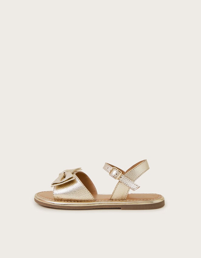 Leather Bow Sandals, Gold (GOLD), large