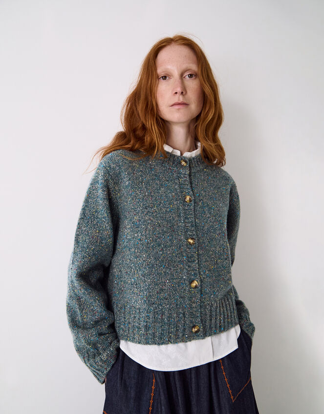 East Zoya Neppy Wool Blend Cardigan, Teal (TEAL), large