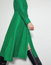 Laila Lace Midi Shirt Dress, Green (GREEN), large