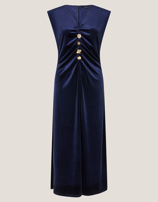 Vana Velvet Sleeveless Midi Dress, Blue (MIDNIGHT), large