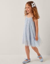 Rosalee Sequin Tulle Swing Dress, Blue (BLUE), large