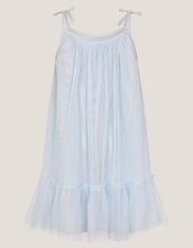 Rosalee Sequin Tulle Swing Dress, Blue (BLUE), large