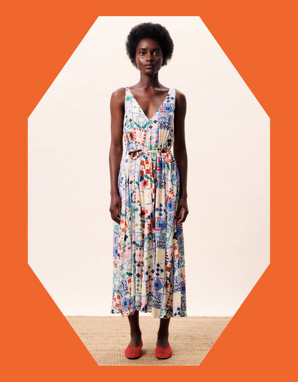 FRNCH Consordia Tile Print Midi Dress, Multi (MULTI), large