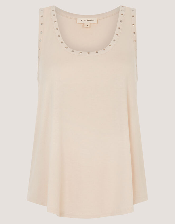 Sabia Stud Jersey Cami Top, Natural (NATURAL), large